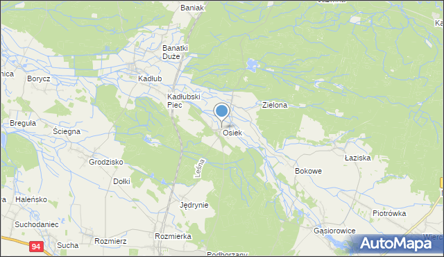 mapa Osiek, Osiek gmina Strzelce Opolskie na mapie Targeo
